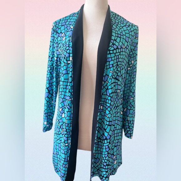 Perceptions Blue and Black Mosaic Blazer - Picture 1 of 4